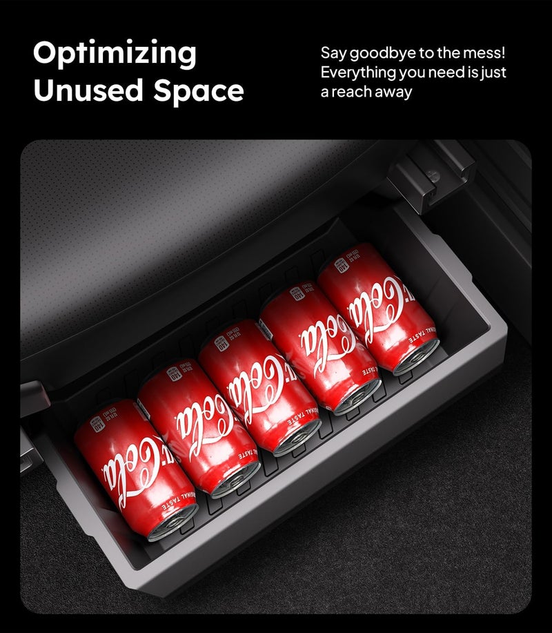 Wigoo Upgrade Tesla Cybertruck Under Seat Storage Box Organizer [Increased Storage & Firm Installation] TPE Underseat Storage Tray, Interior Accessories for Tesla Cybertruck (2PCS) - Image 2